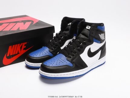 Blue and Black High-Top Sneakers