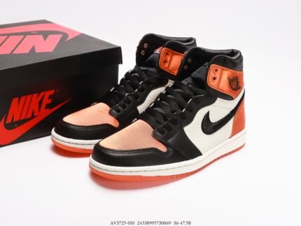 Black, Orange, and White High-Top Sneakers