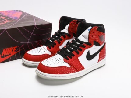 Red, Blue, Black, and White High-Top Sneakers