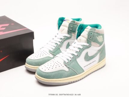 Green and White High-Top Sneakers