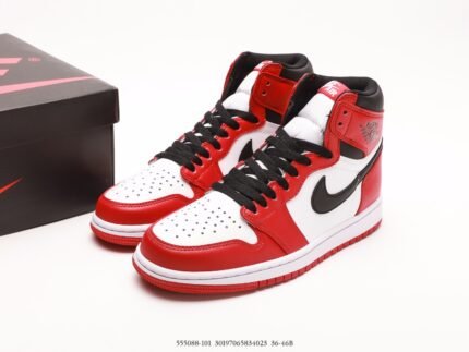 Red, White, and Black High-Top Sneakers