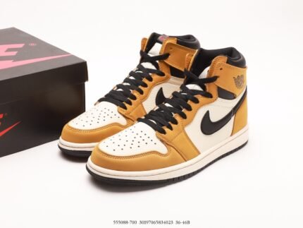 Orange, White, and Black High-Top Sneakers