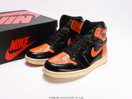 Black and Orange High-Top Sneakers