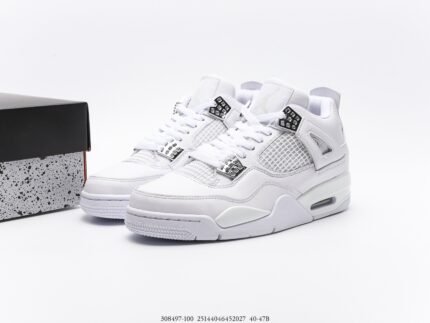 White sneakers with mesh side accents, black shoebox beside