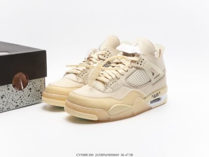 Beige low-top sneakers with mesh details and a transparent sole
