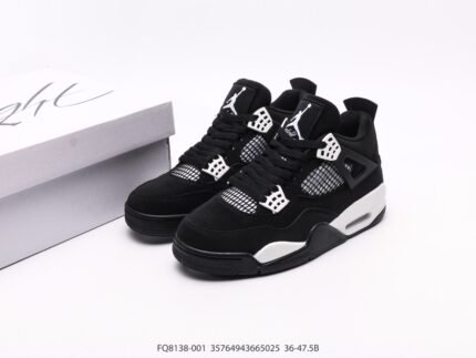 All-black low-top sneakers with white details and mesh design