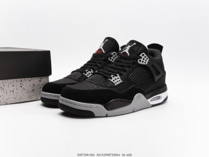 Black low-top sneakers with gray details and a red logo