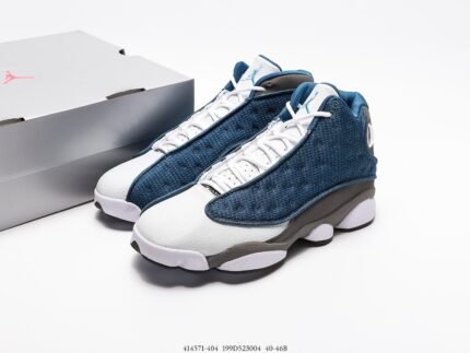 Blue denim sports shoes, white laces, white and brown sole