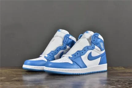 Blue and White High-Top Sneakers