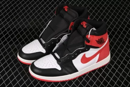 Black, Red, and White High-Top Sneakers