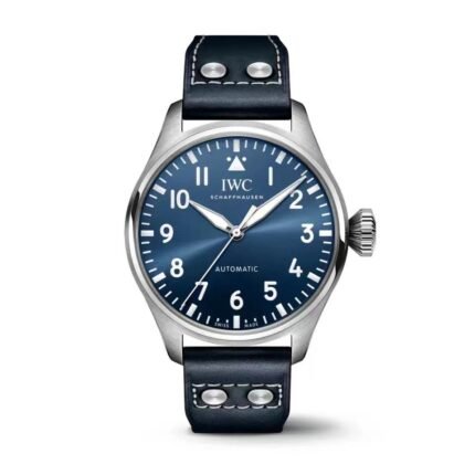 A wristwatch with a blue dial and a blue leather strap.