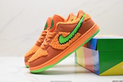 Orange and Green Textured Sneakers