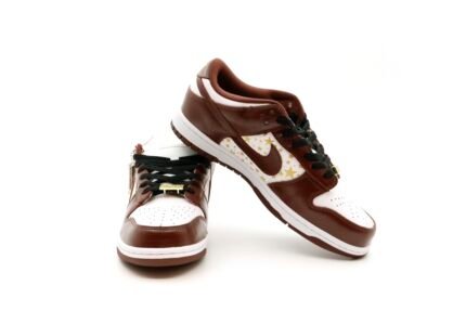 Brown and White High-Top Sneakers