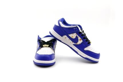 Blue and White High-Top Sneakers