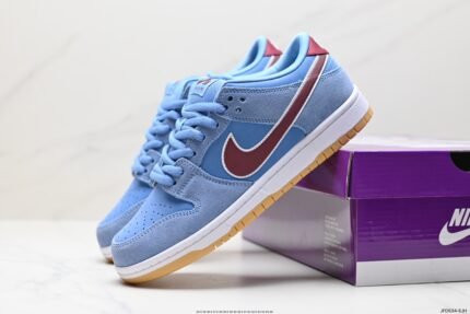 Light Blue and Red Low-Top Sneakers