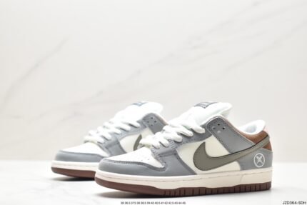 Gray and White Nike Dunk Low Sneakers