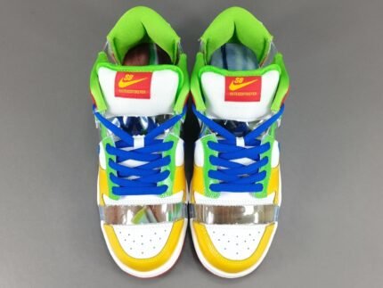 Yellow, Green, Blue, and White Nike Sneakers