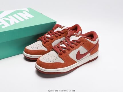 Rust Brown and White Nike Dunk Sneakers