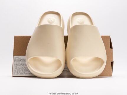 Beige slides placed on a shoebox
