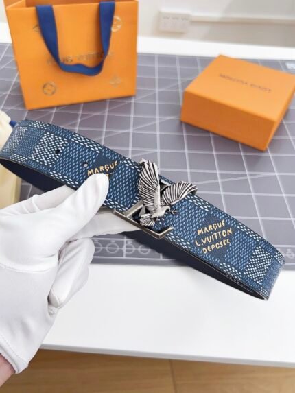 Louis Vuitton dark blue belt with insect buckle