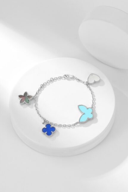 Colored Gemstone Clover Bracelet