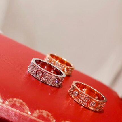 Two rose gold rings with diamonds
