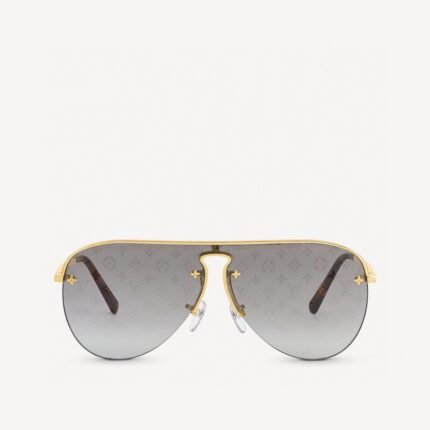 Gold-tone aviator sunglasses with gradient lenses