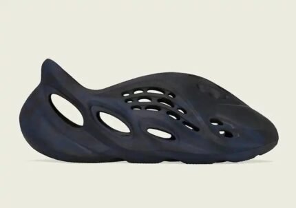 All-black designed sneakers with ventilation holes and streamlined shape