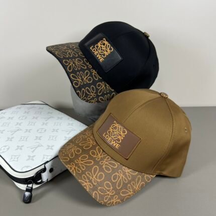 Two stylish hats and a white accessory with intricate patterns.