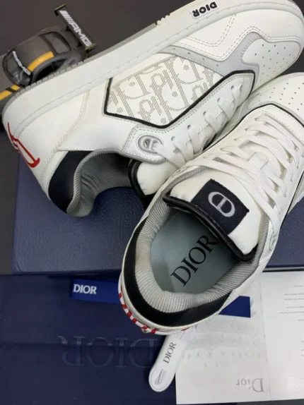 DIOR B27 Low Top Sneaker White Red logo 1 800x1067